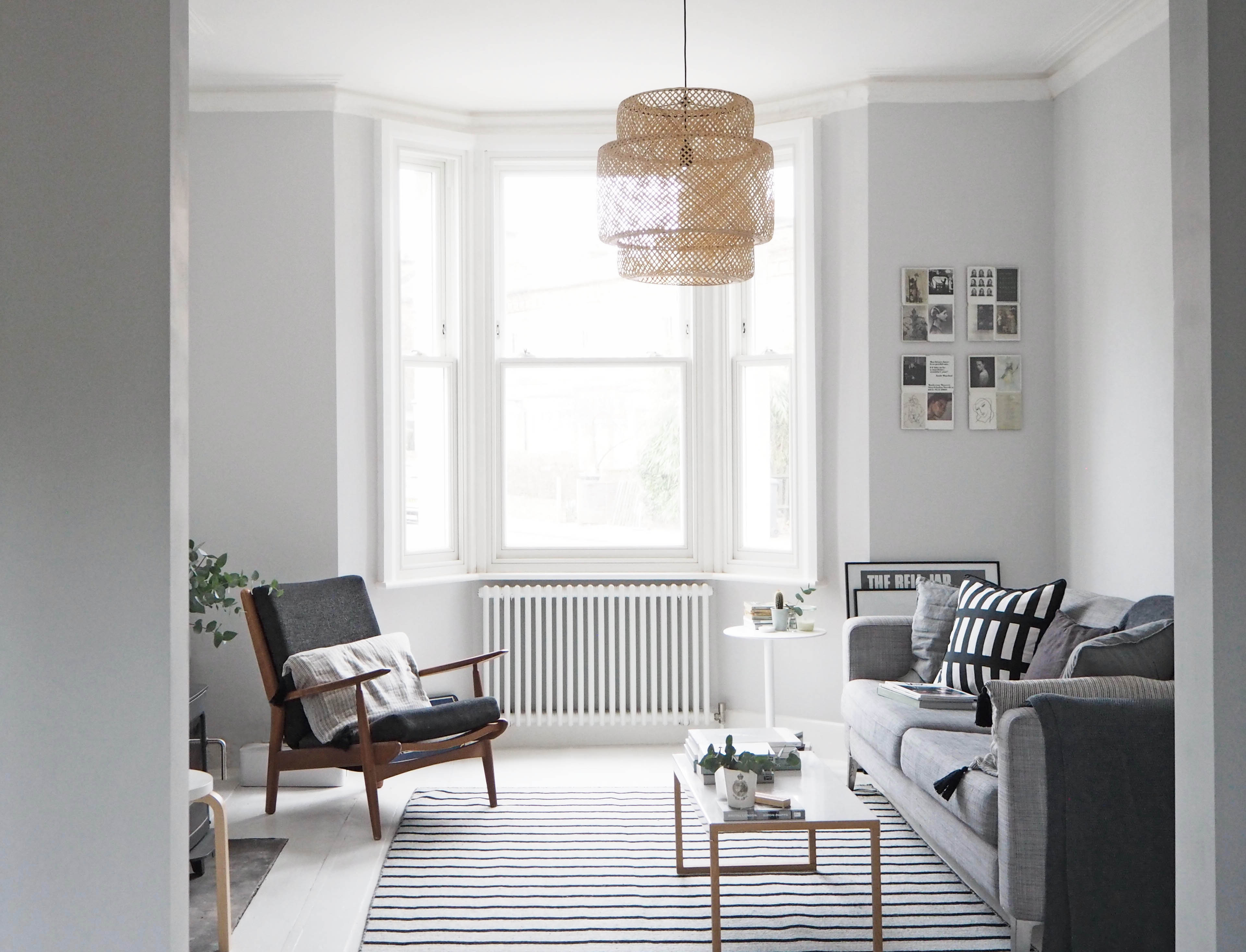 living room grey walls blue fireplace